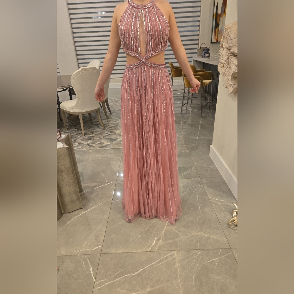 Mac Duggal Pink Beaded Prom Dress